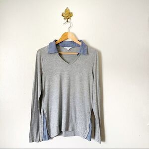 Anthropologie DREW gray pullover collar shirt